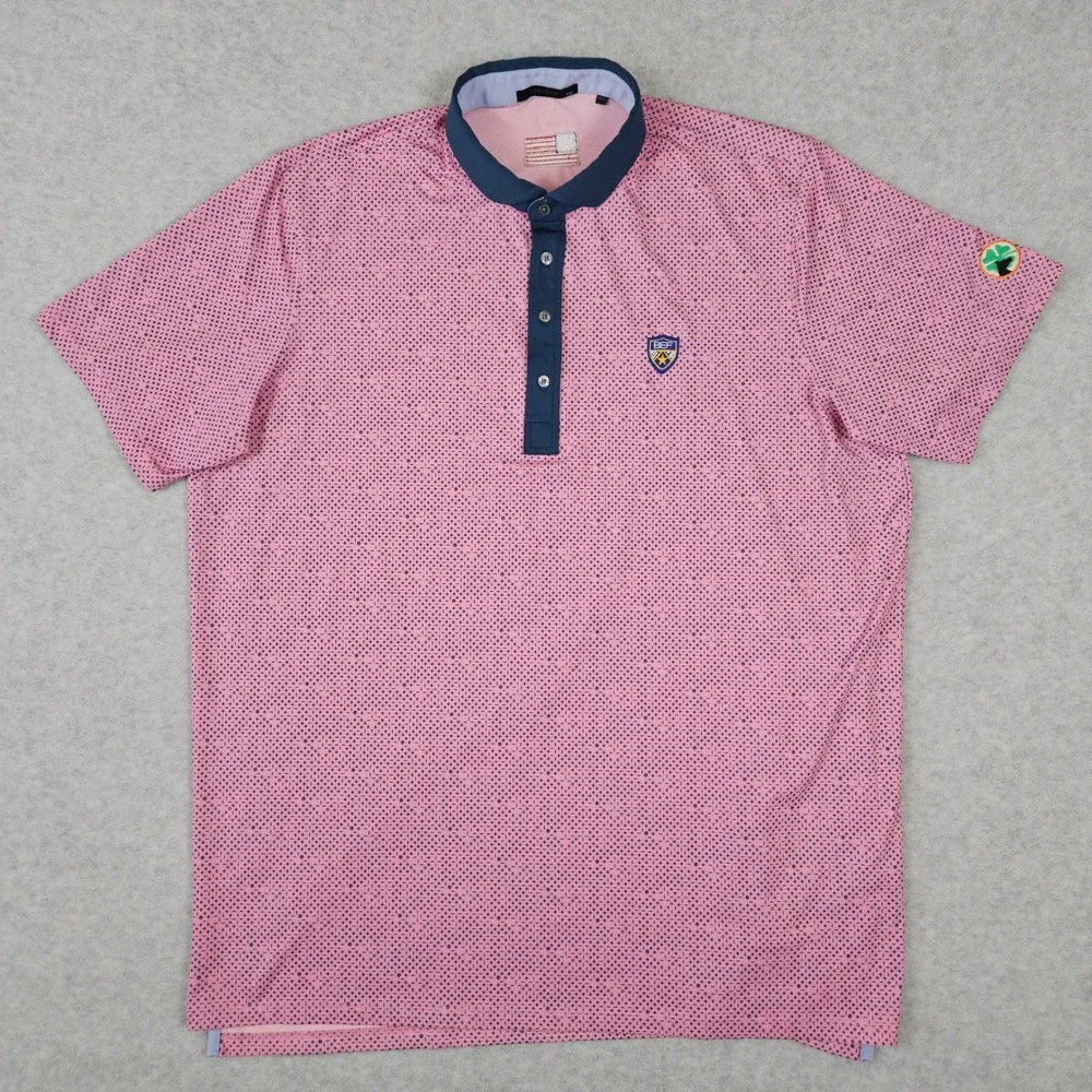Greyson (Mens XXL) Pink Polo Golf Shirt Performance Stretch Patterned Sportswear